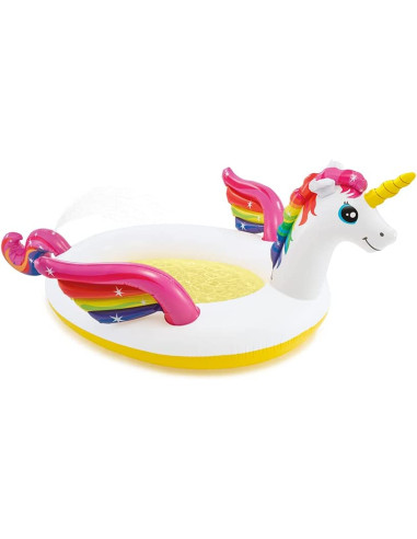  Unicornio Hinchable Piscina con pulverizador, Multicolor, Talla grande