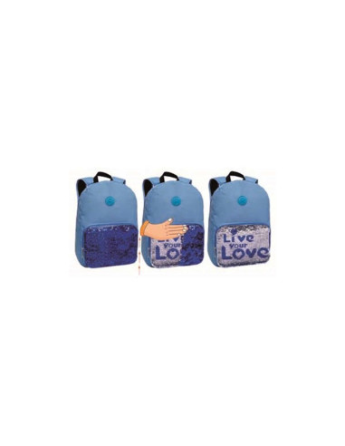 Mochila Love Azul Lentejueglas Sequins