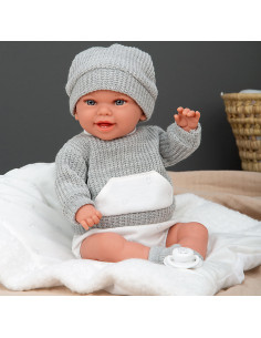Muñeca Elegance con peso 35 cm Babyto Gris con cojin