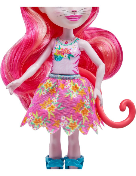 Enchantimals Sunshine Beach Muñeca Texie Tiger con Pelo Rosa