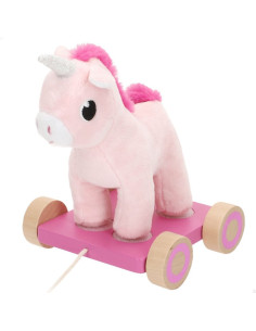 Arrastre madera & peluche unicornio +18m