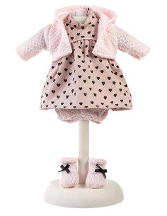 Conjunto vestido corazones para muñeca de 33 cm