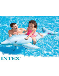 Delfín celeste hinchable con 2 asas 175 x 66 cm 2