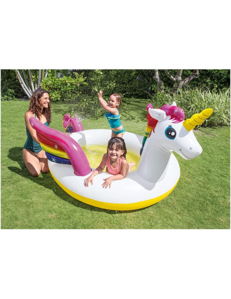  Unicornio Hinchable Piscina con pulverizador, Multicolor, Talla grande
