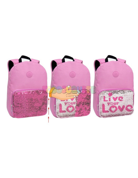 Mochila Ranking Life Rosa Lentejuelas