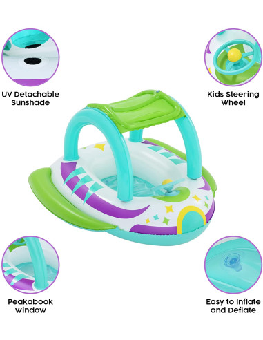 Barca Hinchable para Bebés con Parasol