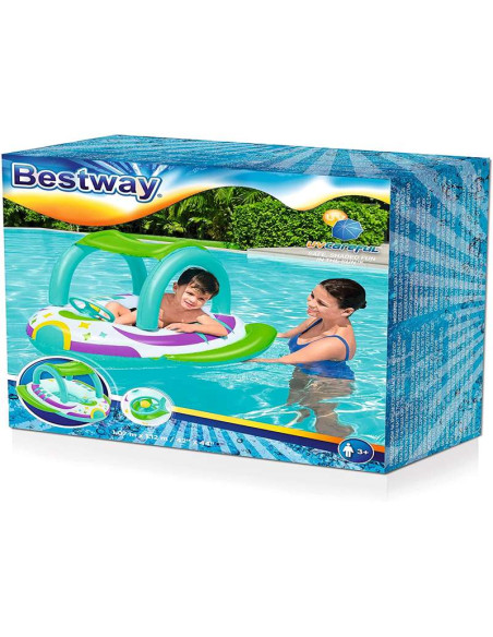 Barca Hinchable para Bebés con Parasol