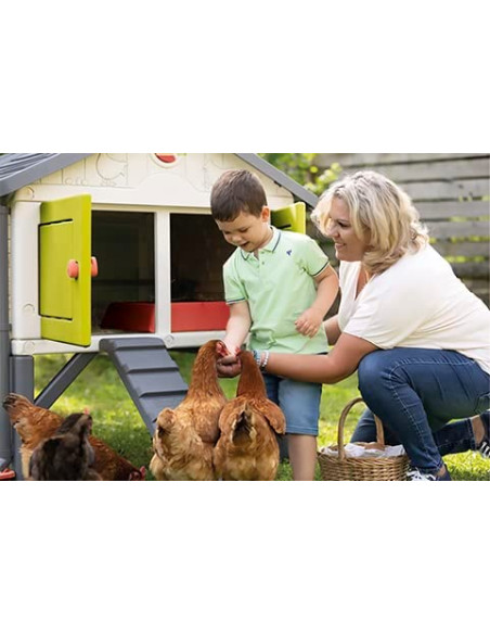 Smoby- Gallinero infantil elevado de vistosos colores, Apto para 4 gallinas