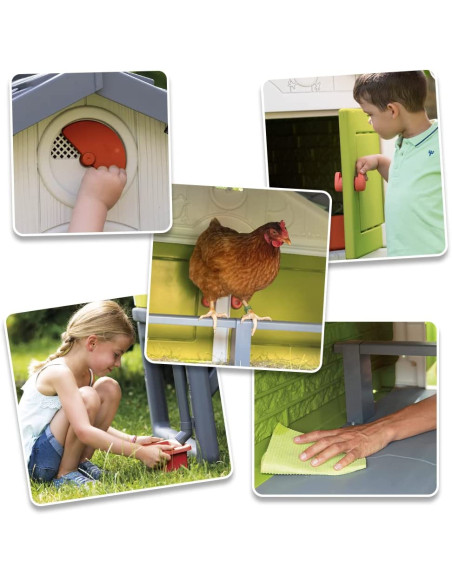 Smoby- Gallinero infantil elevado de vistosos colores, Apto para 4 gallinas