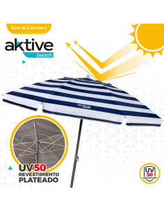 Sombrilla de playa grande, Ø200 cm, Con techo de... 2