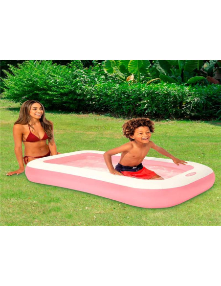 Piscina Hinchable, Rectangular, Rosa, 166x100x25 cm Capacidad de 90 litros