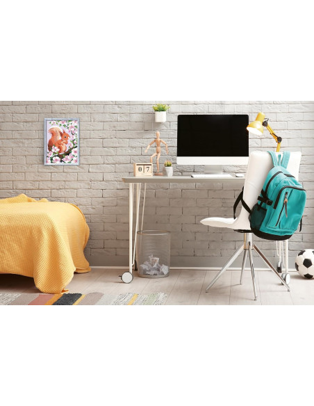 CreArt Serie D, Ardilla con Flores, Pintura por Numeros, Kit de Pintura para Niños