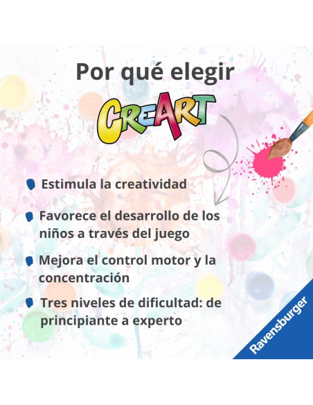 CreArt Serie D, Ardilla con Flores, Pintura por Numeros, Kit de Pintura para Niños