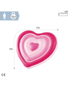 Colchoneta Hinchable Gigante, 135x25x155 cm, Diseño corazón 2