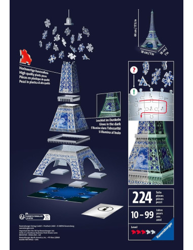 Puzzle 3D: 50 Aniversario, Torre Eiffel, Brilla...