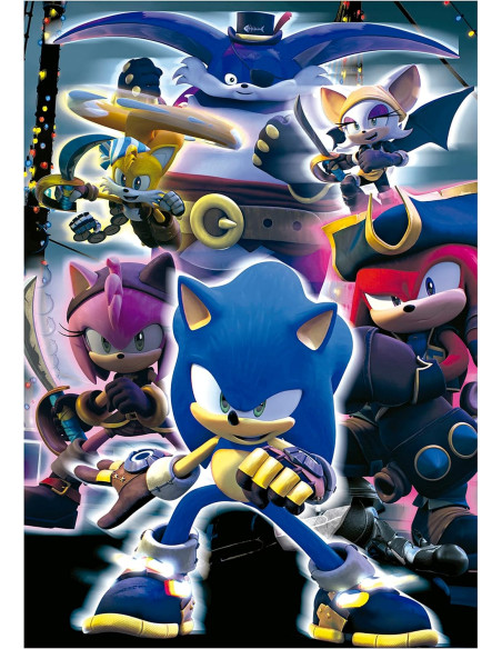 Puzzle infantil con 300 piezas que brilla en la oscuridad | Sonic Prime Neon