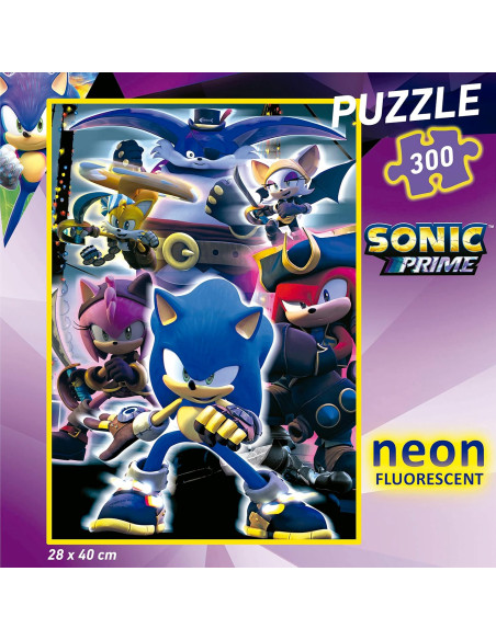 Puzzle infantil con 300 piezas que brilla en la oscuridad | Sonic Prime Neon