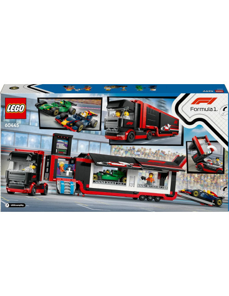 LEGO City Camión de F1 con Coches de F1 RB20 y AMR24, 2 Maquetas de Vehículos de Fórmula 1 Red Bull 