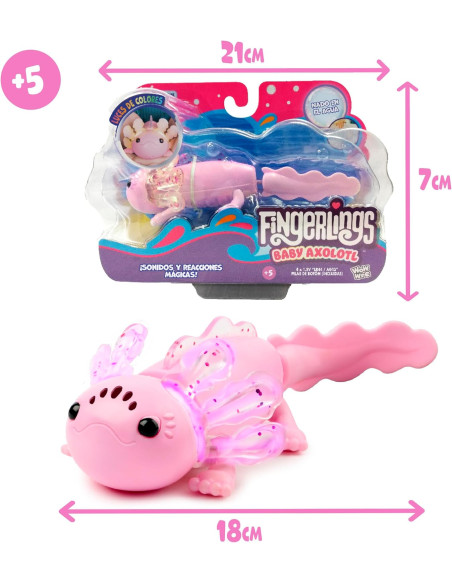 Fingerlings Axolot Interactivo, Ajolote Rosa Que Nada de Verdad