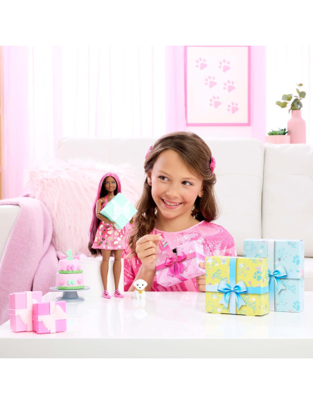 Barbie Party Unboxed Serie Cumpleaños de Mascotas Corazones Brillantes - Rosa