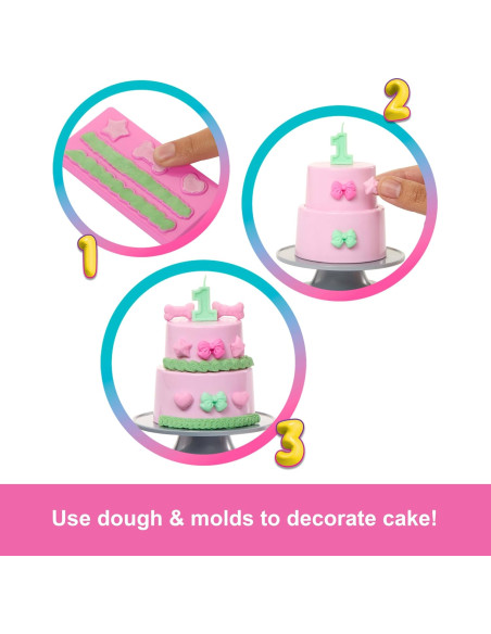 Barbie Party Unboxed Serie Cumpleaños de Mascotas Corazones Brillantes - Rosa