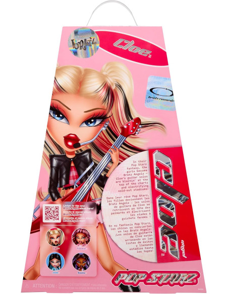BRATZ Pop Starz Cloe - Muñeca de Moda con Encanto Coleccionable, Outfit y Accesorios Musicales