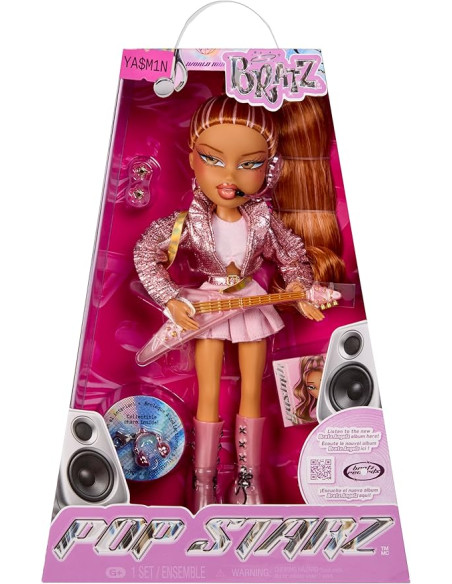 BRATZ Pop Starz Yasmin - Muñeca de Moda con Encanto Coleccionable, Outfit y Accesorios Musicales
