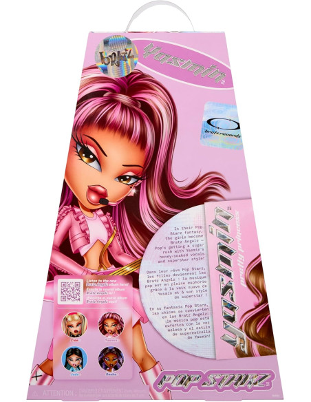 BRATZ Pop Starz Yasmin - Muñeca de Moda con Encanto Coleccionable, Outfit y Accesorios Musicales