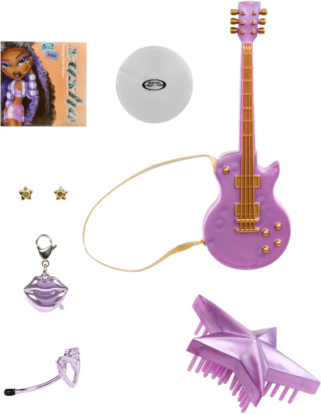 BRATZ Pop Starz Sasha - Muñeca de Moda con Encanto Coleccionable, Outfit y Accesorios Musicales