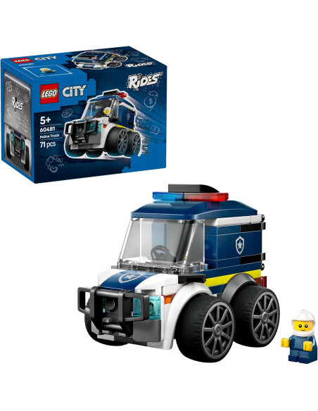 LEGO City Vehículos: Furgoneta de Policía de Juguete - Kit de Construcción con Minifigura de Agente 