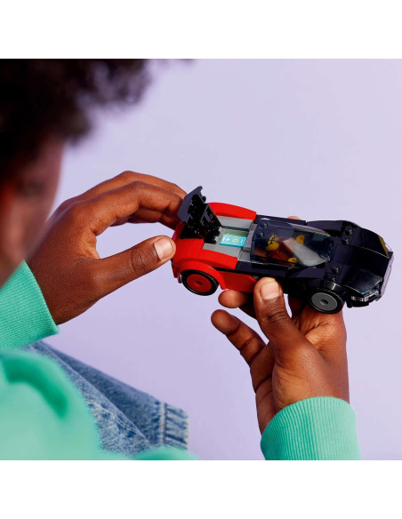 LEGO City Supercoche Eléctrico - Maquetas de Coche de Carreras de Juguete con Minifigura de Conducto