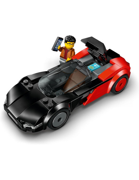 LEGO City Supercoche Eléctrico - Maquetas de Coche de Carreras de Juguete con Minifigura de Conducto