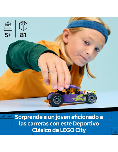 LEGO City Deportivo Clásico - Coche de Juguete con Techo Descapotable y Minifigura de Conductor 