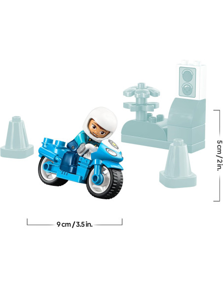 LEGO Duplo Moto de Policía Azul - Juego Educativo para la Motricidad Fina con Moto