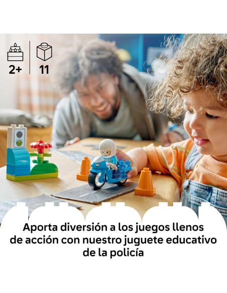 LEGO Duplo Moto de Policía Azul - Juego Educativo para la Motricidad Fina con Moto