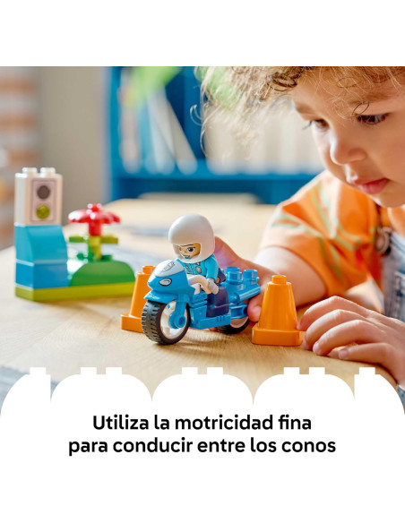 LEGO Duplo Moto de Policía Azul - Juego Educativo para la Motricidad Fina con Moto