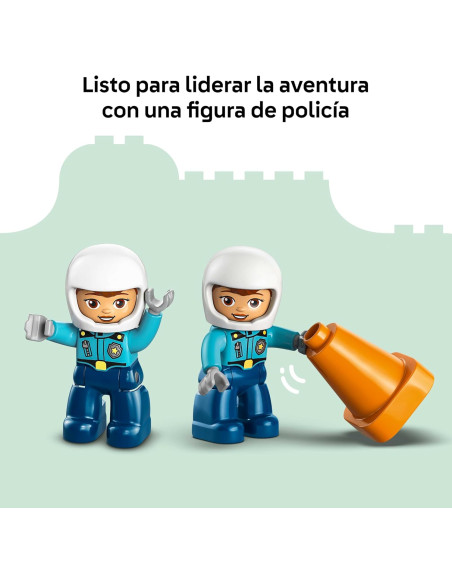 LEGO Duplo Moto de Policía Azul - Juego Educativo para la Motricidad Fina con Moto