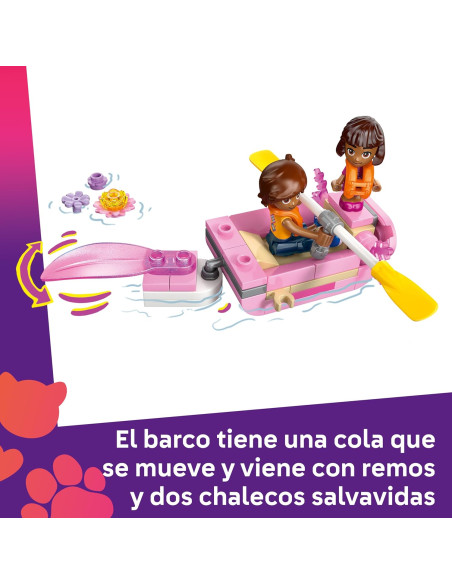LEGO Friends Aventuras en el Barco-Ajolote - 2 Mini Muñecos, 2 Figuras de Animales, Plantas, Flores 