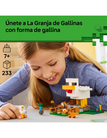 LEGO Minecraft La Granja de Gallinas - Minifiguras del Fan del Pollo, Zombi Bebé y Figura de Zorro