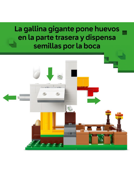 LEGO Minecraft La Granja de Gallinas - Minifiguras del Fan del Pollo, Zombi Bebé y Figura de Zorro