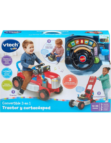 Baby Convertible 3 en 1 Tractor y Cortacésped,...
