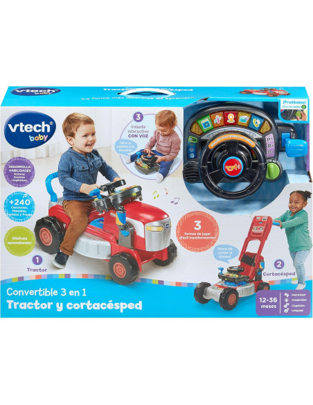 Baby Convertible 3 en 1 Tractor y Cortacésped, Juguete Niños +1 Año, Correpasillos y Andador