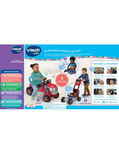Baby Convertible 3 en 1 Tractor y Cortacésped,...