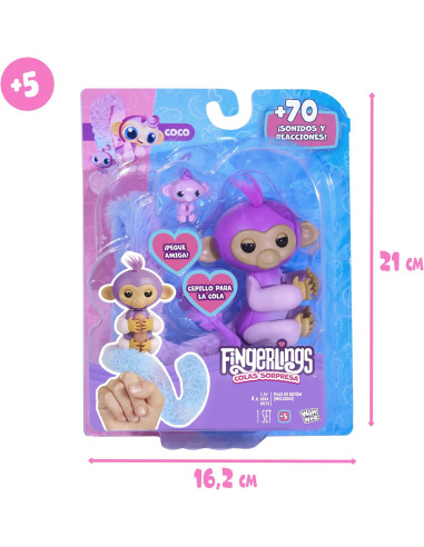 Fingerlings Colas Sorpresa Mono, peina su...