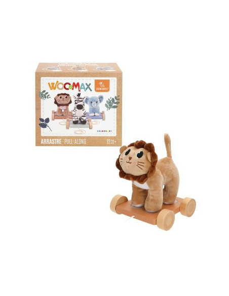 Arrastre madera & peluche animal surtidos +12m 