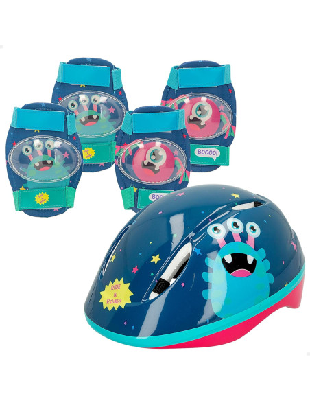 Set Casco y Protecciones para niños, Ride & Roar, Diseño Monstruos