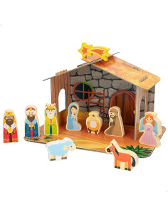  Belén de Madera Infantil magnético, 11 Piezas magnéticas