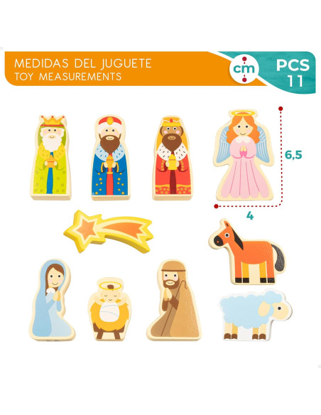  Belén de Madera Infantil magnético, 11 Piezas magnéticas