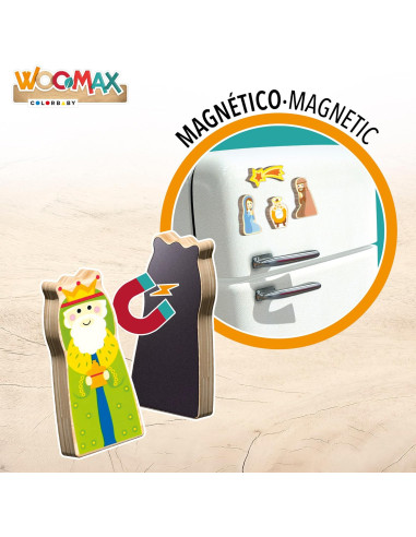  Belén de Madera Infantil magnético, 11 Piezas...