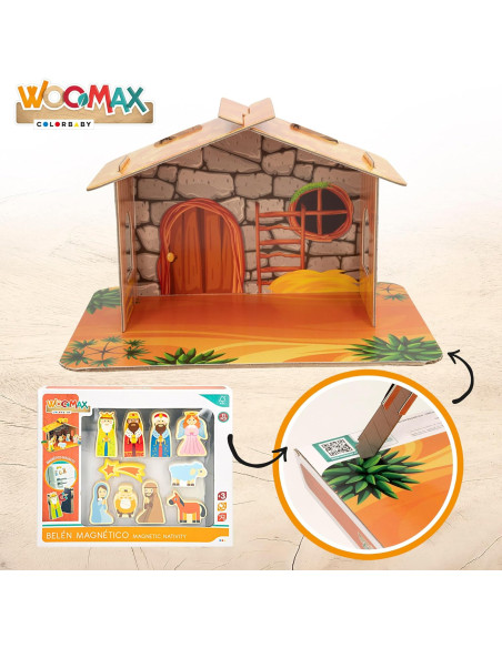  Belén de Madera Infantil magnético, 11 Piezas magnéticas